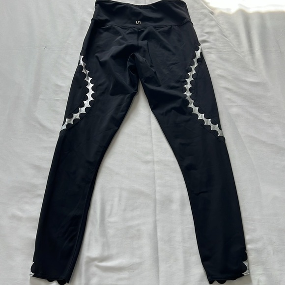 Urban Savage Black/Silver Scalloped Leggings - Picture 2 of 4